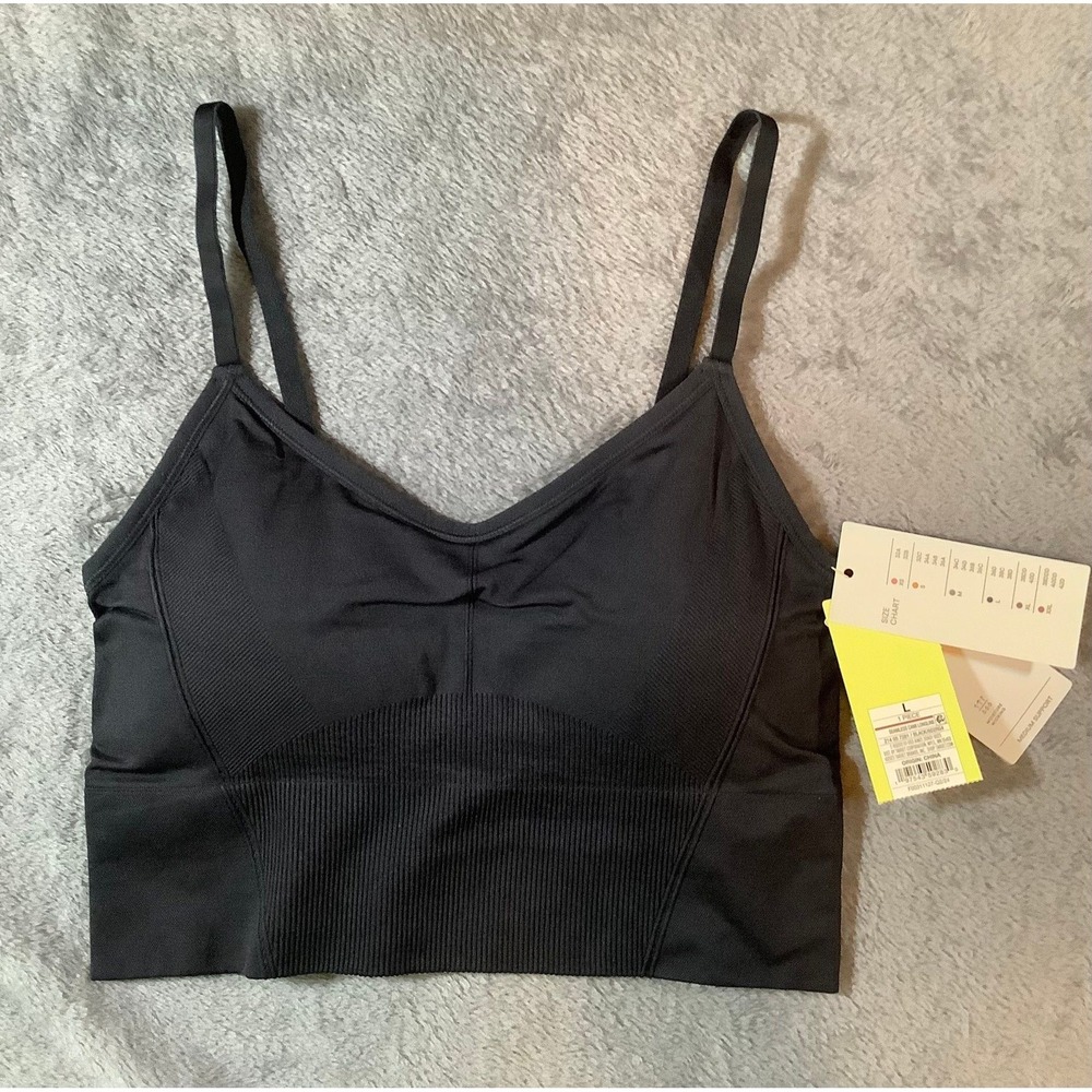 All in Motion Women's Seamless Cami Longline Sports Bra Black Size L NWT